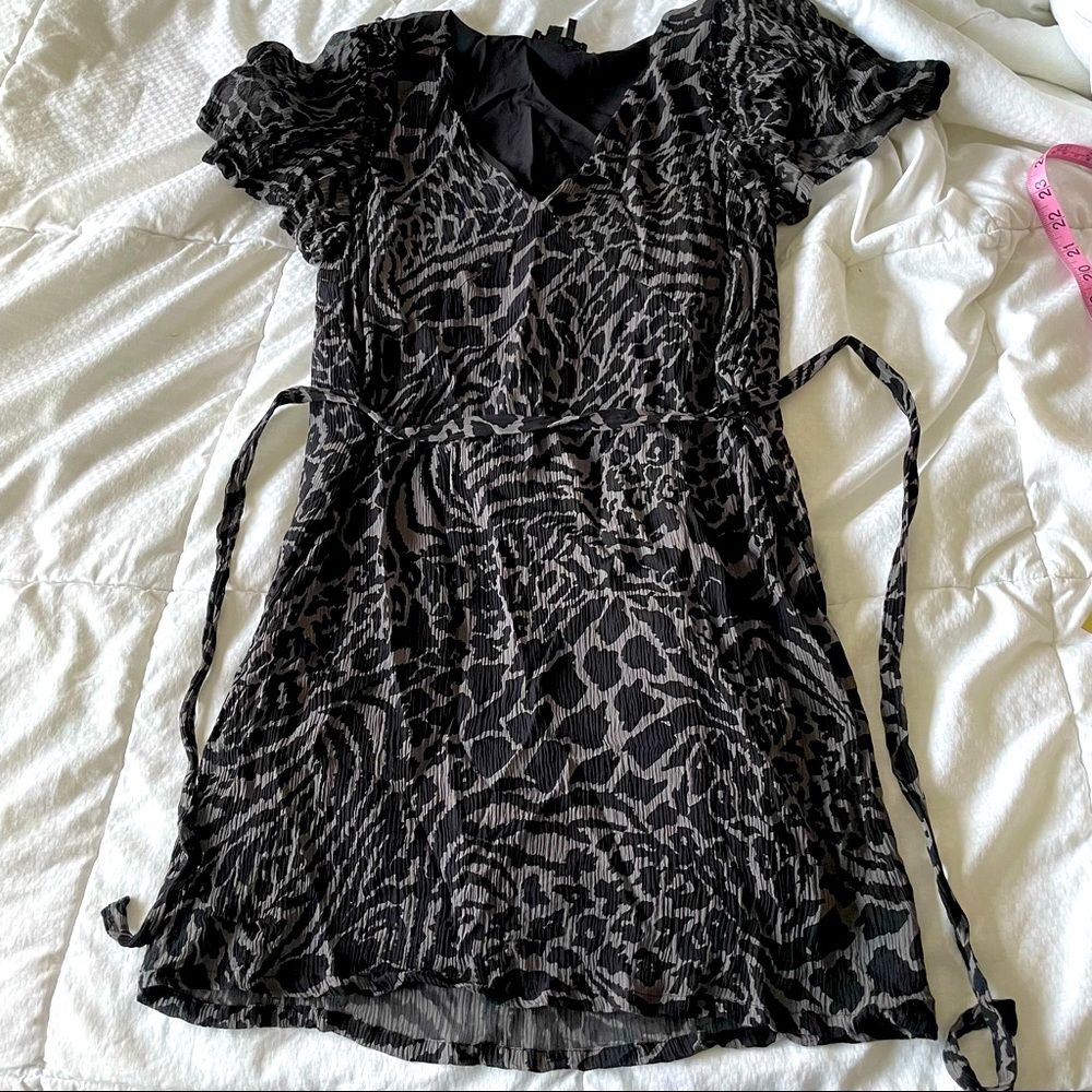 PAIGE Silk Dress Coco Tornado Mixed Zebra Print Gray